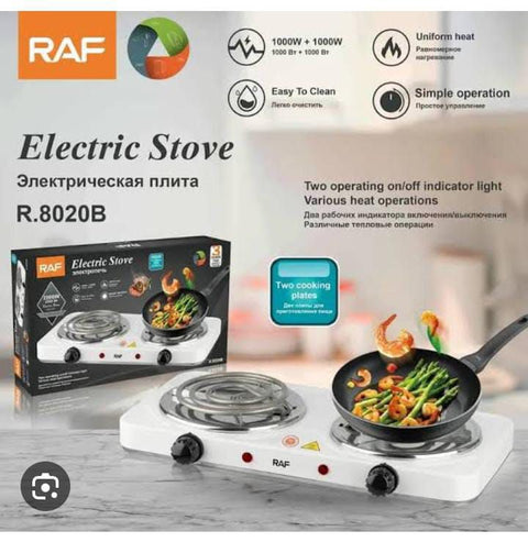 Electric Stove – RAF Double Burner Cooker R-8020BB – High Quality – 2000W Hot Plate – Automatic Temperature Control