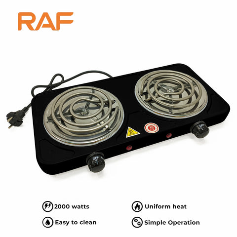 Electric Stove – RAF Double Burner Cooker R-8020BB – High Quality – 2000W Hot Plate – Automatic Temperature Control