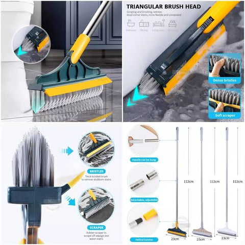 2 in 1 Bathroom Tiles Window Floor Cleaning Brush with 120° Rotatable Head, Multipurpose Bathroom Floor Cleaning Brush,Floor Brush Scrubber with Long Handle