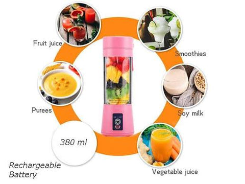 USB Chargeable Juicer Blender 6 Blades 380ml - Portable Juicer Cup & Smoothie Maker